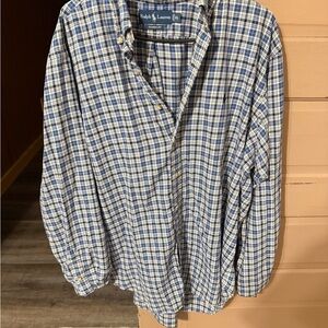 Ralph Lauren Navy and White Checkered Men's Shirt